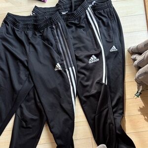 Adidas Women’s Black Joggers with White Stripes size Small